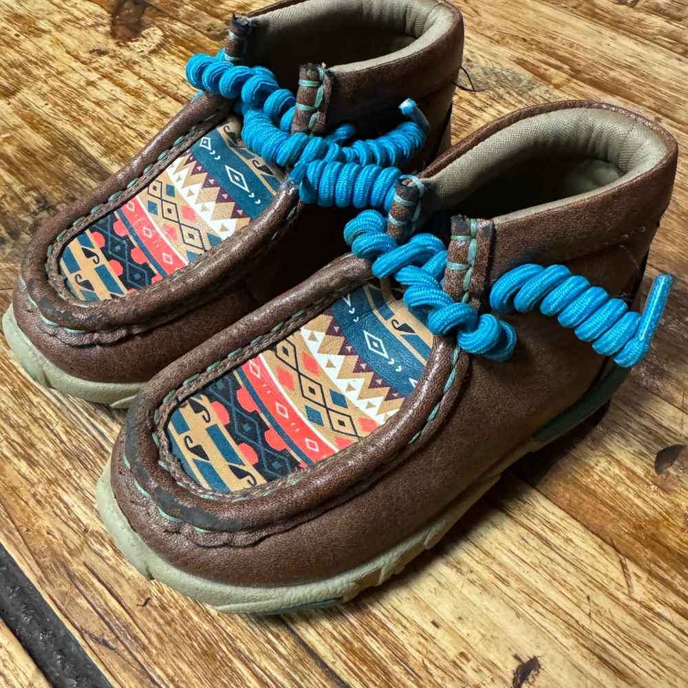 Brown and Blue Kids Shoes